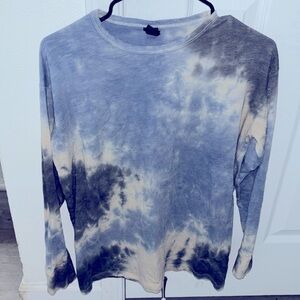 Distressed Tie Die Long Sleeve Distressed Tee